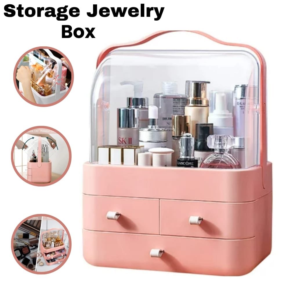 Mylecart Makeup Organizer, Waterproof&Dustproof Cosmetic Organizer Box with Lid Fully Open Makeup Display Boxes, Skincare Organizers Makeup Caddy Holder for Bathroom, Dresser, Countertop Bedroom-White